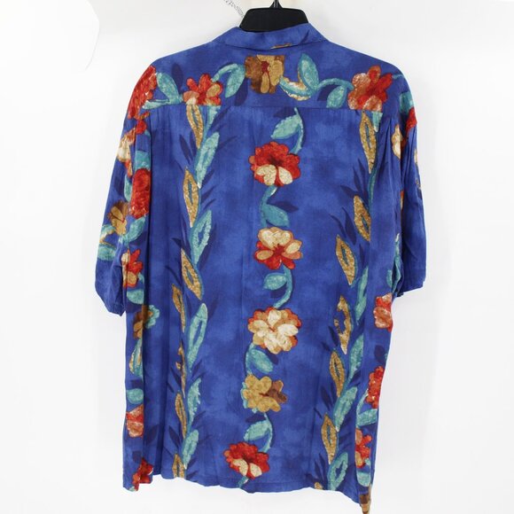 Jams World Hawaiian Shirt mens large M630RE blue Red Floral Short Sleeve Rayon - Picture 10 of 14